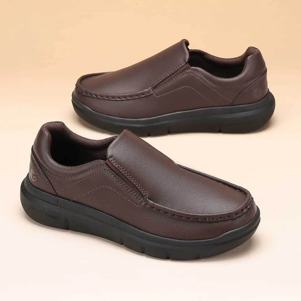 Fitville Mens Shoes Wide Width Leather Slip-On Casual Shoes Lightweight For Swollen Feet With Arch Support Pain Relief W250716