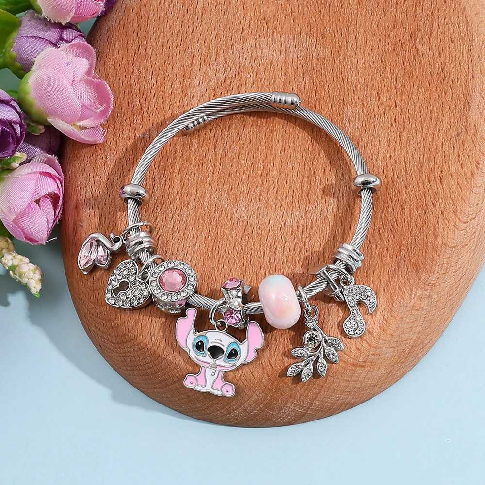 Sanrio Stitch Love Heart Swan Music Note Rhinestone Bracelet Cute Beaded Jewelry Anime Fan Christmas Gift w250716