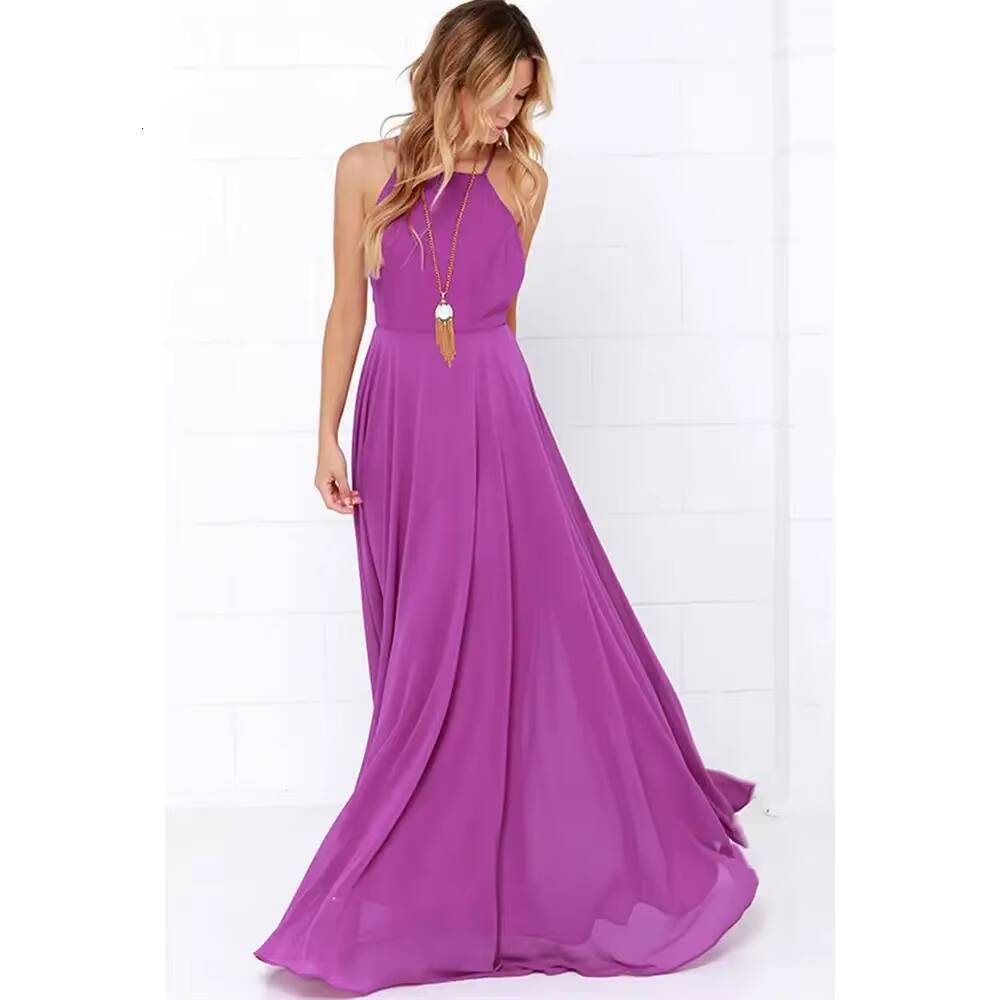 Fashion Women Summer Sleeveless Strap O neck Boho Casual Long Maxi Evening Party Beach Backless Dress Sundress dongdumaoyi
