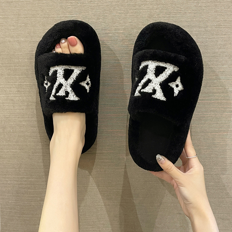 2025 Autumn Winter New Letter Print Thick sole 5cm Cotton Slippers Womens Indoor Outdoor Comfortable Versatile Warm Slipper Multiple Color Options Ava