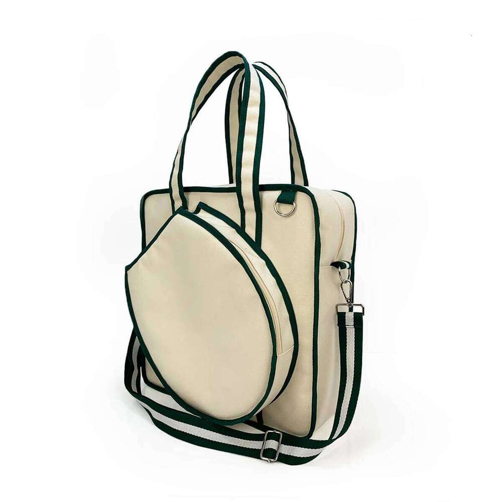 Large in Solid Color Beige Tote for Men and Women High Quality Canvas Tennis Racquet Should Bag