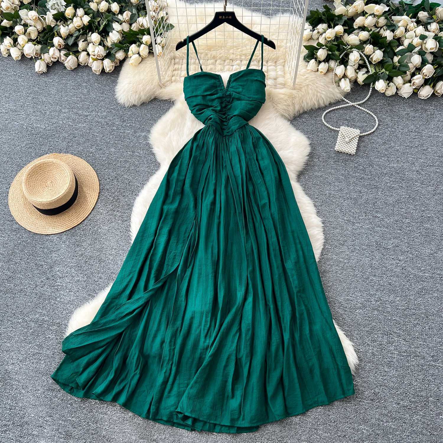 Chicy Sexy Backless Split High Waist Slip Dress Fairy Casual A-line Dress Vacation Dresses Women Boho Sundress R250716