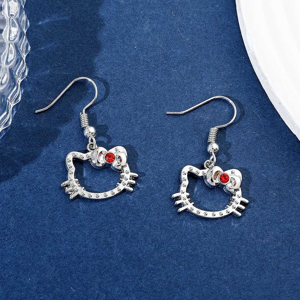 Sanrio Hello Kitty Earrings Cartoon Figure Kitty White Hollow Eardrop Earrings for Girls Kawaii Xmas Jewelry Accessories w250716