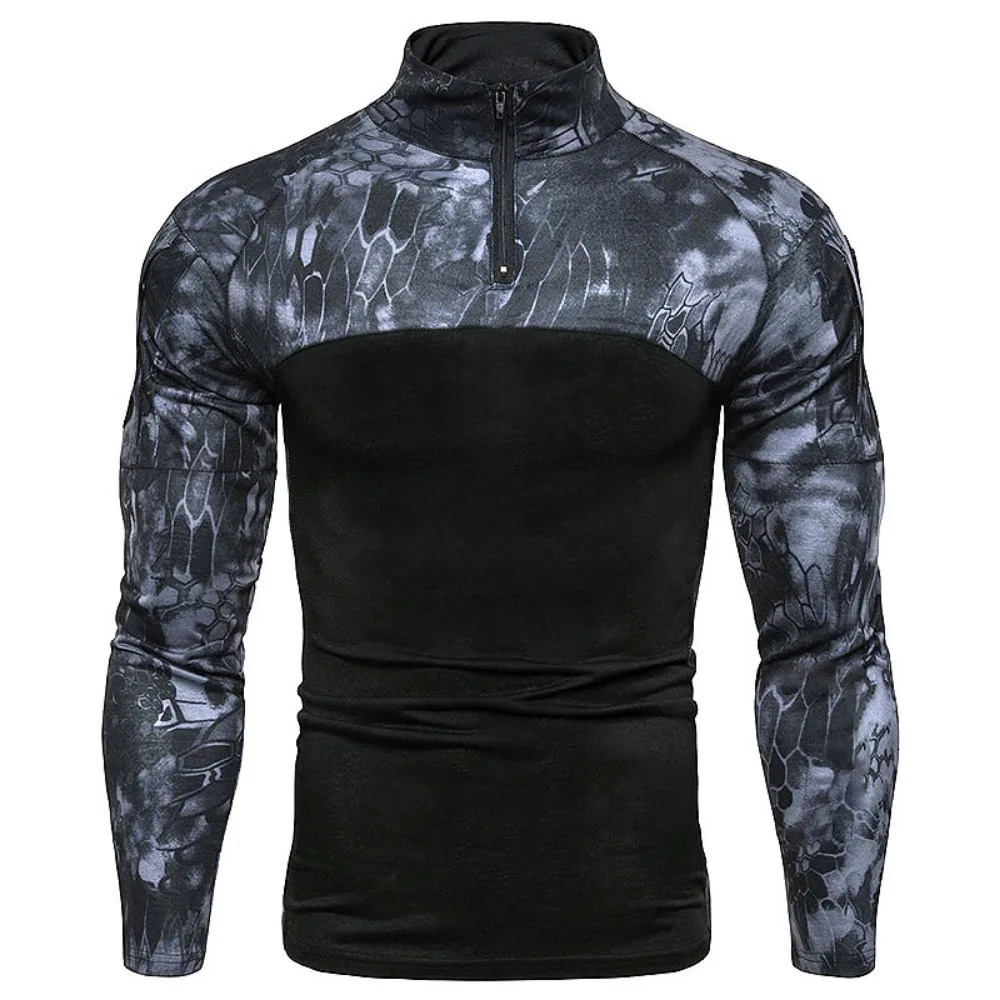 Mens Tactical Sweatshirt Outdoor Hoodies Men Spring Fall Long Sleeve Pullovers Lightweight Stand Collar Slim Fit Sweatshirts 250715