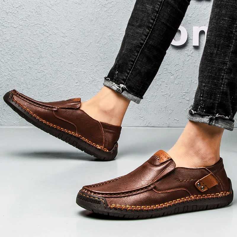 Handmade Leather Men Shoes Casual Comfortable Men Loafers Slip On Leather Shoes Men Flats Hot Sale Outdoor Walking Shoes for Men W250716