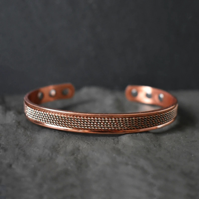 Minimalist Magnetic Copper Bracelet Cuff Classic Pure Copper Bangle Bracelets for Men Women Jewelry Gifts 250712