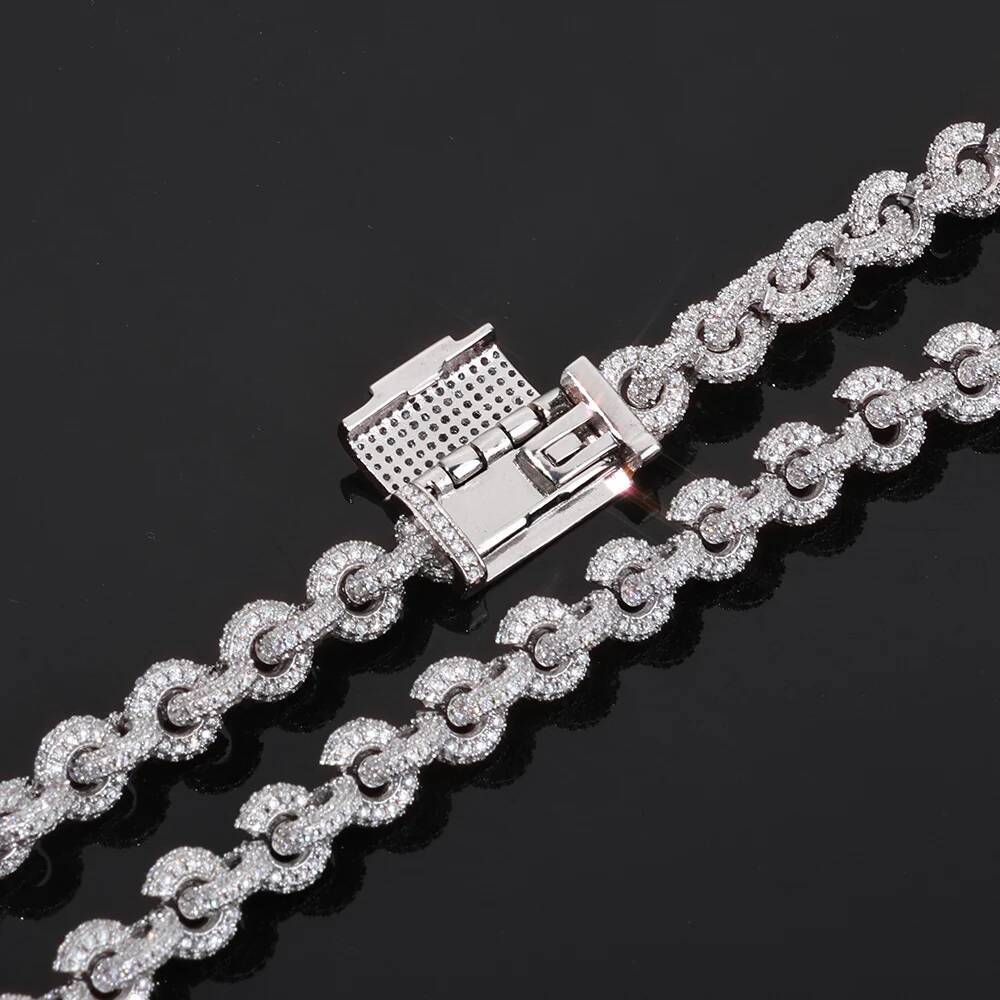 ESEEM Custom Pass Diamond test Moissanite 8mm Infinity Link Chain White Gold Plated 925 Silver Men Jewelry Cuban Necklace