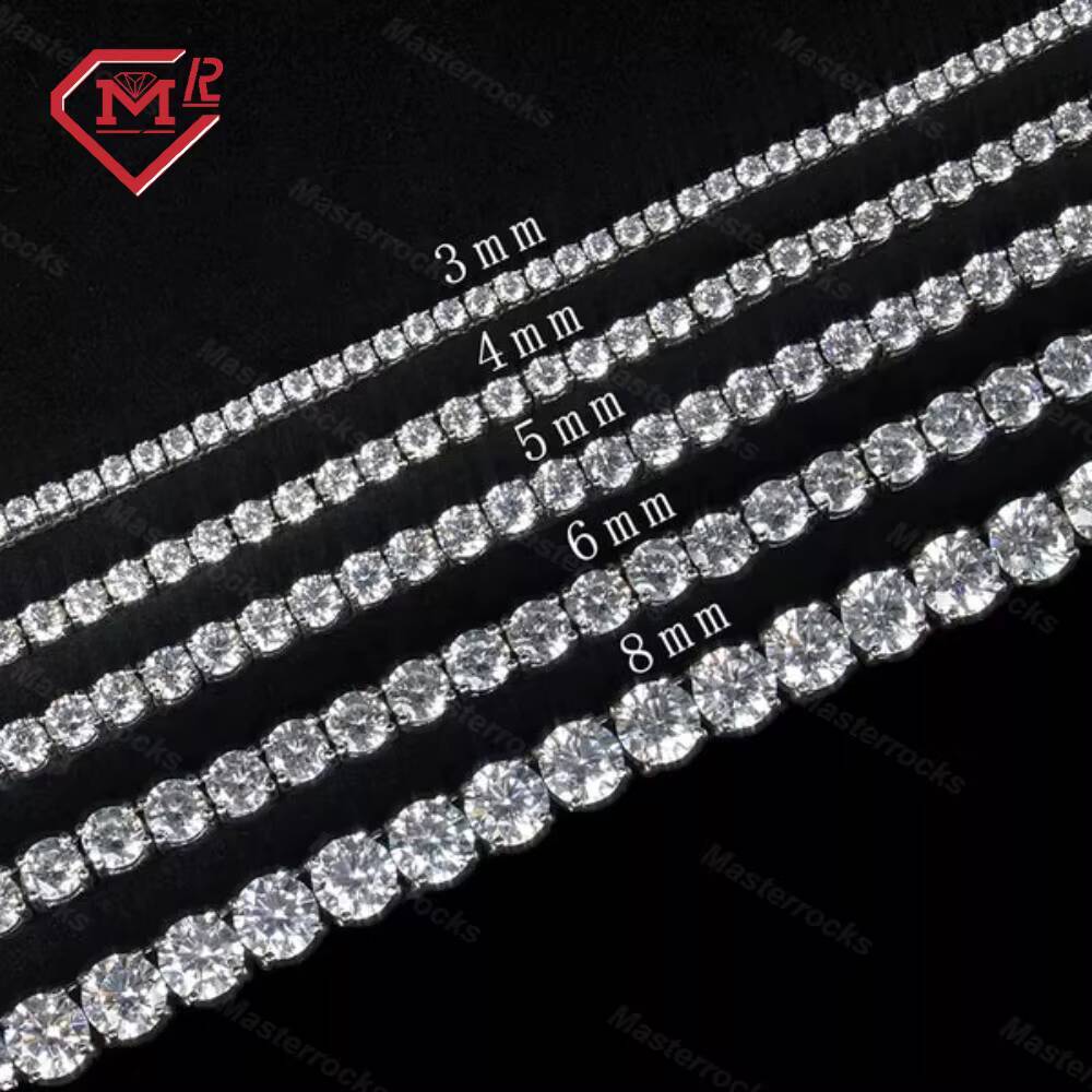 Factory Sale Iced Out 925 Sterling Silver Tennis Chain Bracelet Necklace 3mm 4mm 5mm 6mm 8mm Moissanite Diamond Tennis Chain