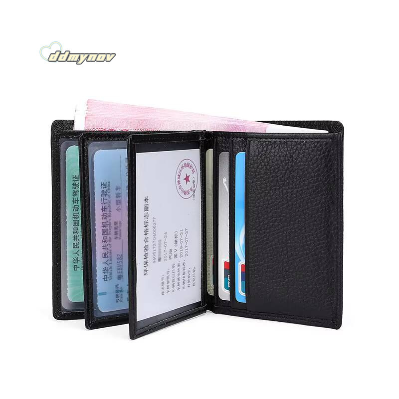 Classical Cowhide Leather Mens Wallets ID Credit Card Holders Short Coin Purses Money Bag Clip Driver License Cover ddmynov