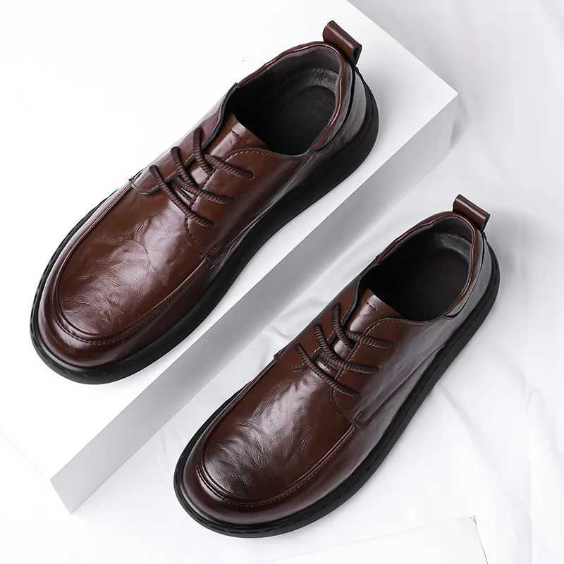 Big Size Spring New Mens Business Casual Leather Shoes High Quality Soft Soled Shoes for Men Fashion Black Lace Loafers W250716
