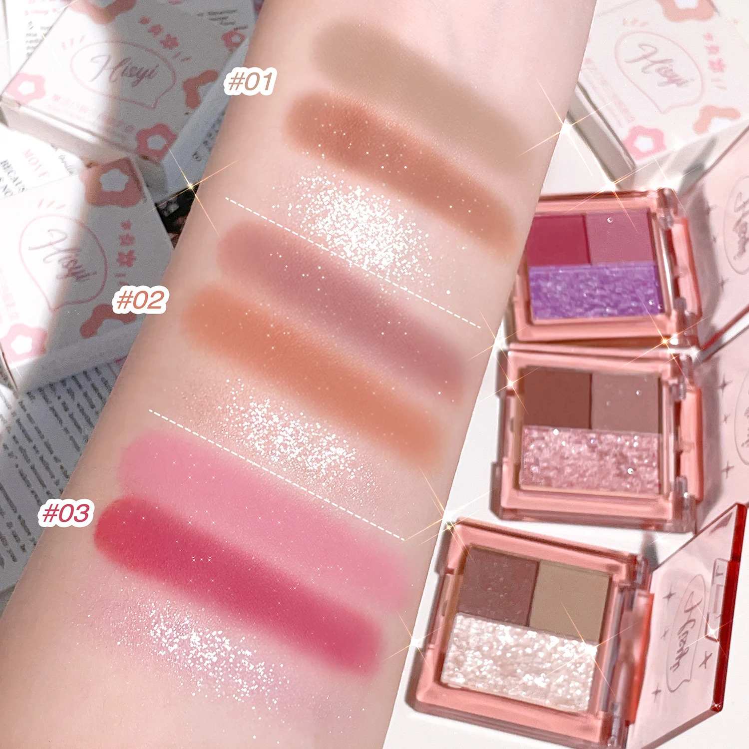 3-Color Eyeshadow Palette Compact Lightweight Matte Glitter Earthy Nude Tones Highly Pigmented Smudge-Proof Make up 250712