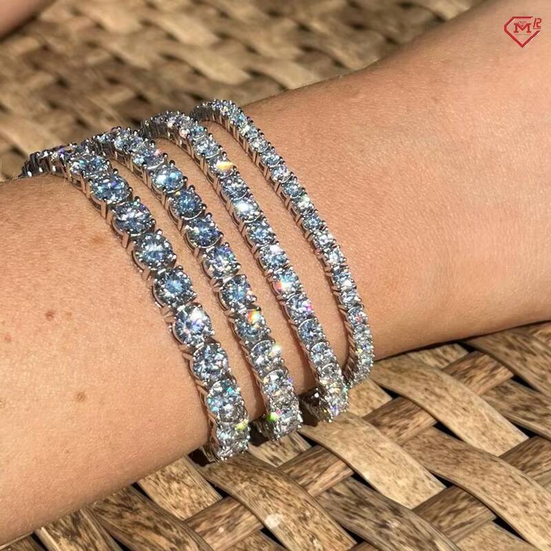6mm Tennis Bracelet 925 Sterling Silver Iced Out Thick Men Bracelet Hiphop VVS Moissanite Tennis Chain