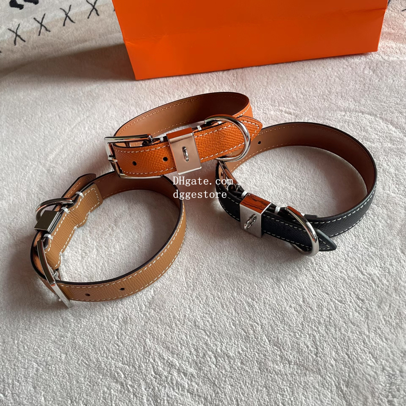 Designer Collars, Luxury Cowhide Leather Pets Collar with Metal Charm, High End Hardware Accessories, Necklace for Puppy Cats Fashion Dog Birthday Gif