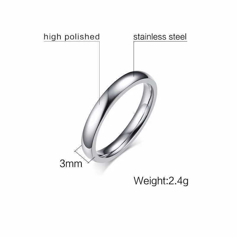 3mm Mens Dome Wedding Ring in Stainless Steel Comfort Fit Engagement Band S250716