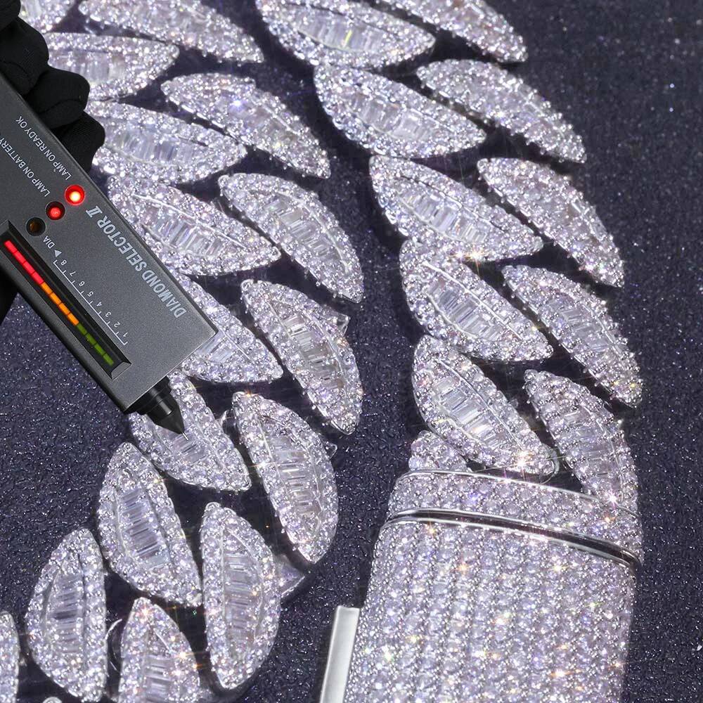 Fashion Style 20mm 3 Row 925 Solid Silver Heavy Necklace Iced Out Hip Hop Jewelry VVS Moissanite Best Quality Cuban Link Chain