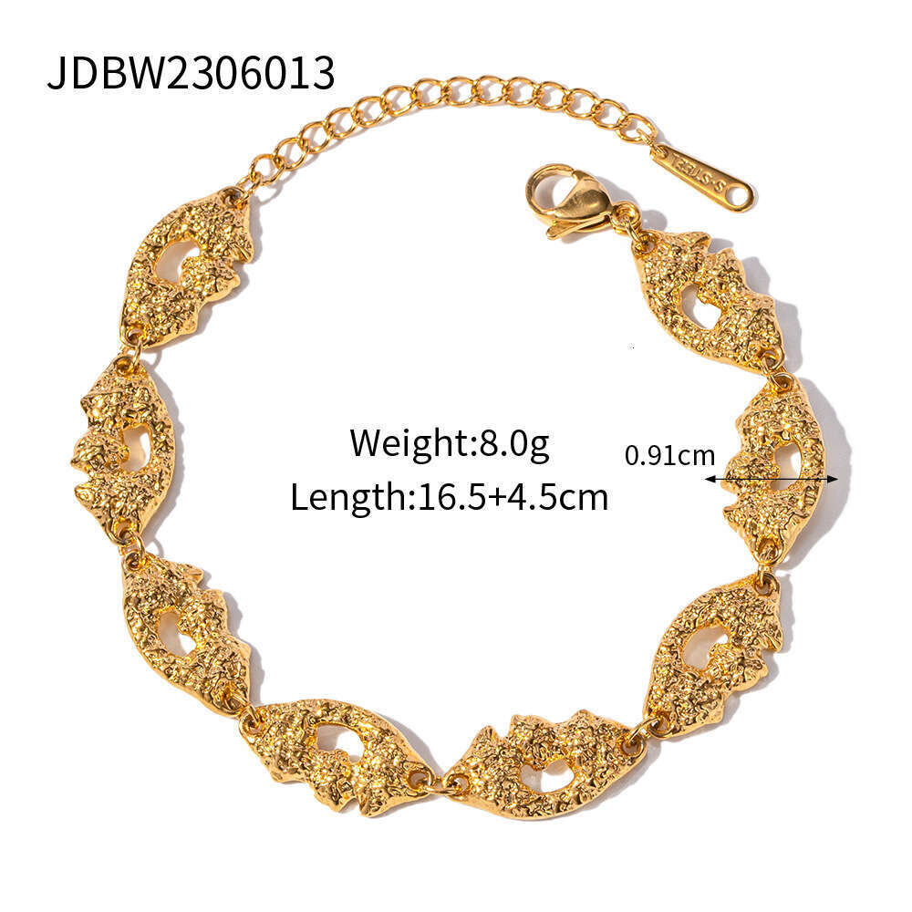 New Stainless Textured Bracelet Niche Exaggerated Style Matte Design Titanium Steel Gold-Plated Jewelry