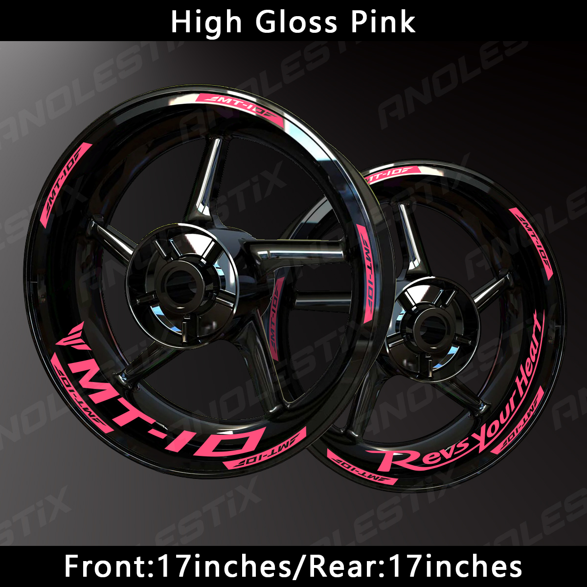 AnoleStix Reflective Stripes for Yamaha MT-10 Motorcycle Wheels - Durable Hub Decals