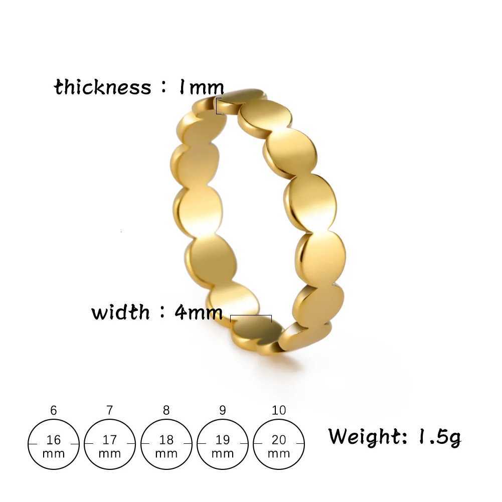 Skyrim Fashion Geometric Round Minimalist Rings for Women Girls Gold Color Stainless Steel Ring Wedding Party Jewelry Wholesale S250716