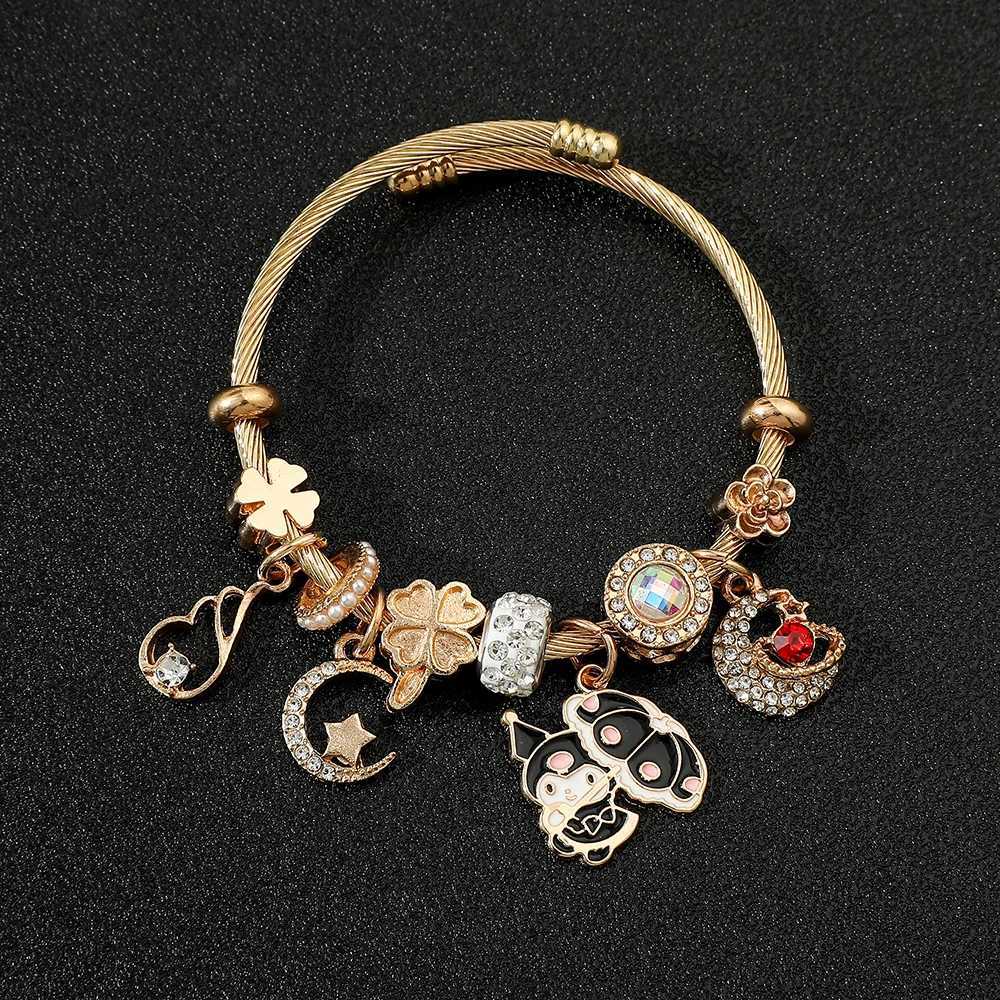 Sanrio Hello Kitty Bracelet for Girl Kawaii Anime Accessories Crystal Adjustable Bracelet Cute Student Christmas Gifts New w250716