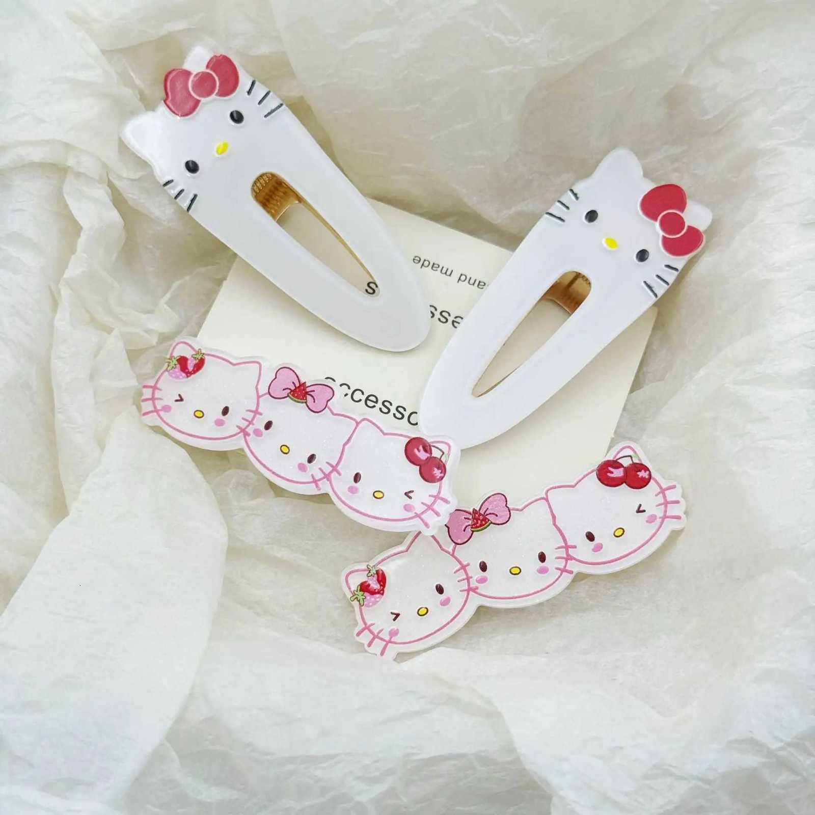 Sanrio 4pcs Sanrio Japanese Card Kitty Cat Girl Hair Clip Childrens Hair Clipw250716