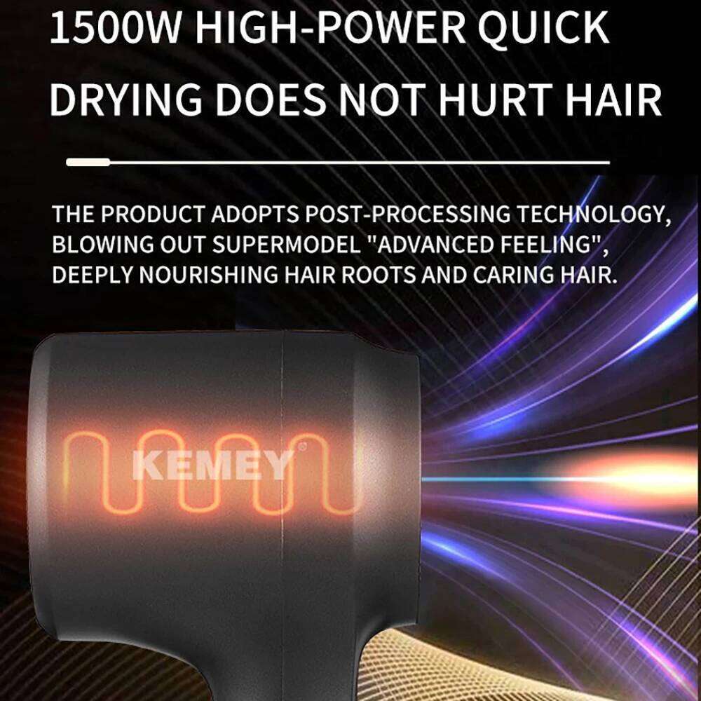 Kemei High-Speed 110000Rpm Motor Fast Drying Blow 1500W Ionic Hair Dryer For Home And Travel Magnetic Nozzle