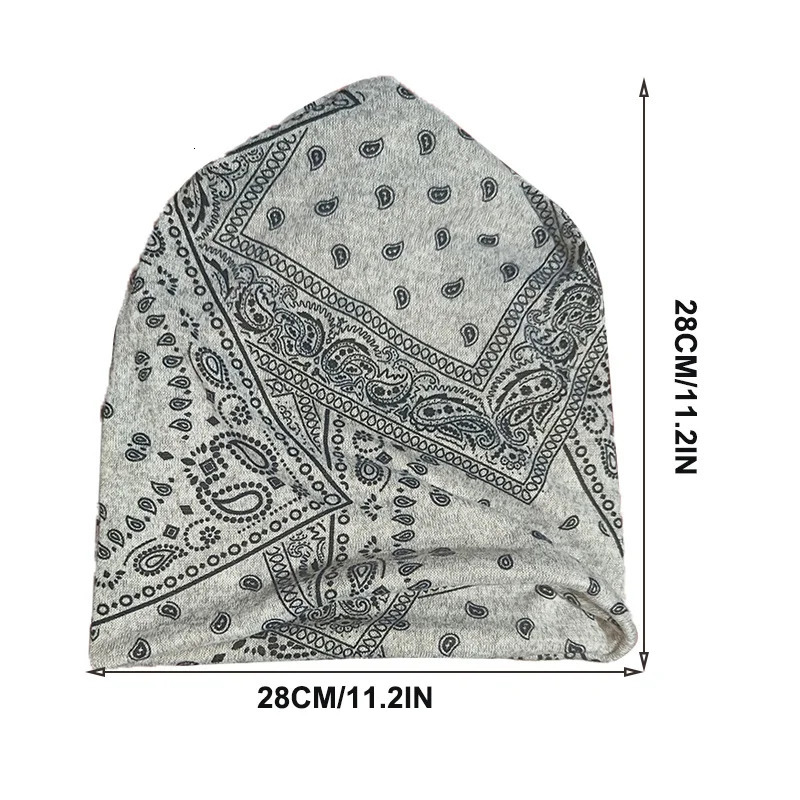 Cashew Flower Printed Beanies Scarf Hat Dual-Use Skullies Spring Autumn for Women Men Windproof Ear Protection Stacked Caps 250715