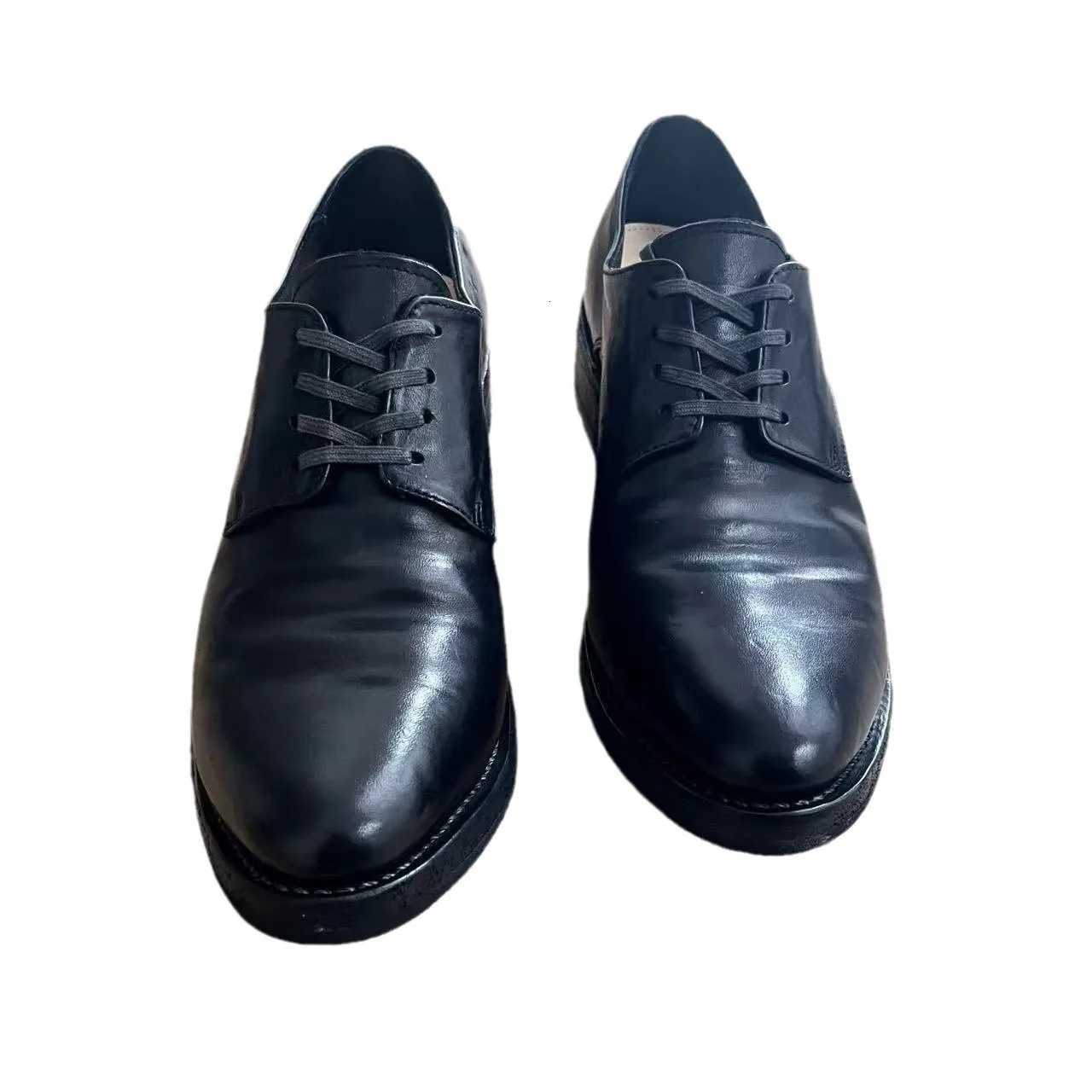 2025 Horse Leather Niche Yuppie Pleated Pointed Mens Washed Trendy Black Comfortable Sneakers Casual Derby Shoes W250716