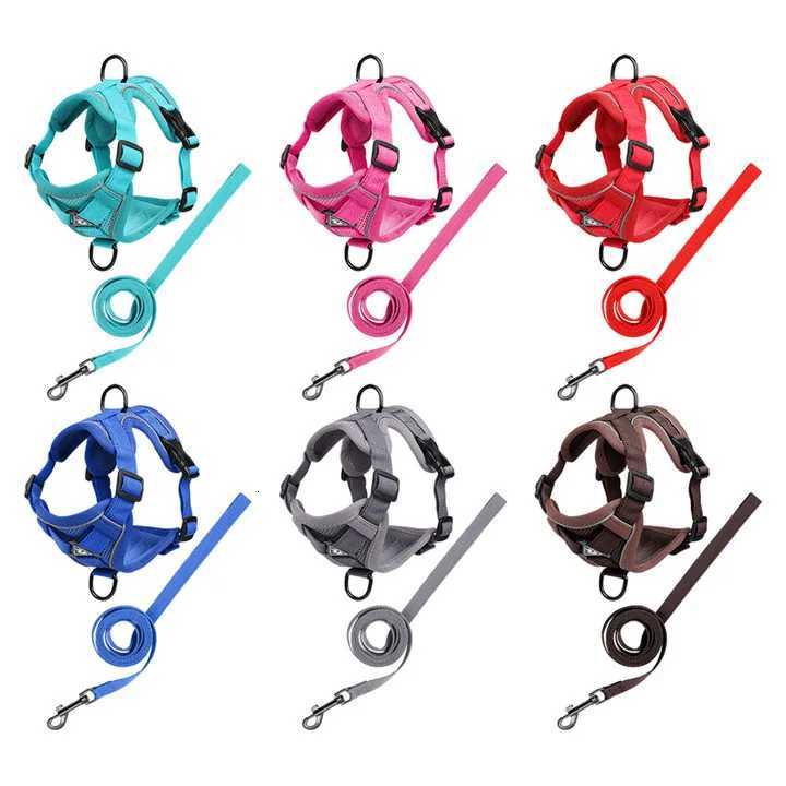 Fashion Reflective Cat Harness and Leash Sets Breathable Mesh Pet Harnesses for Small Dogs Cats Kitten Accessories Cat Collar LL250716