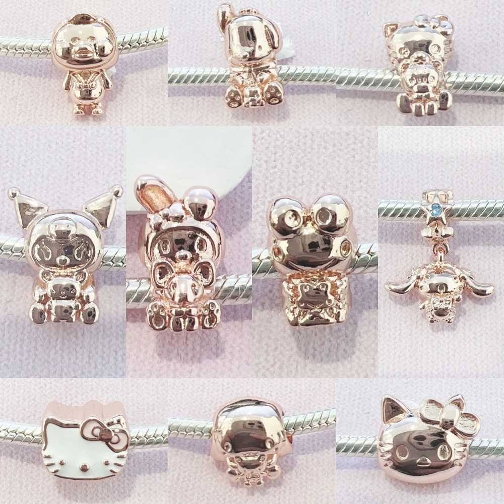 Sanrio 2024 New Rose Gold Cat DIY Jewelry Bead Fit European Silver 925 Bracelet For Women DIY w250716