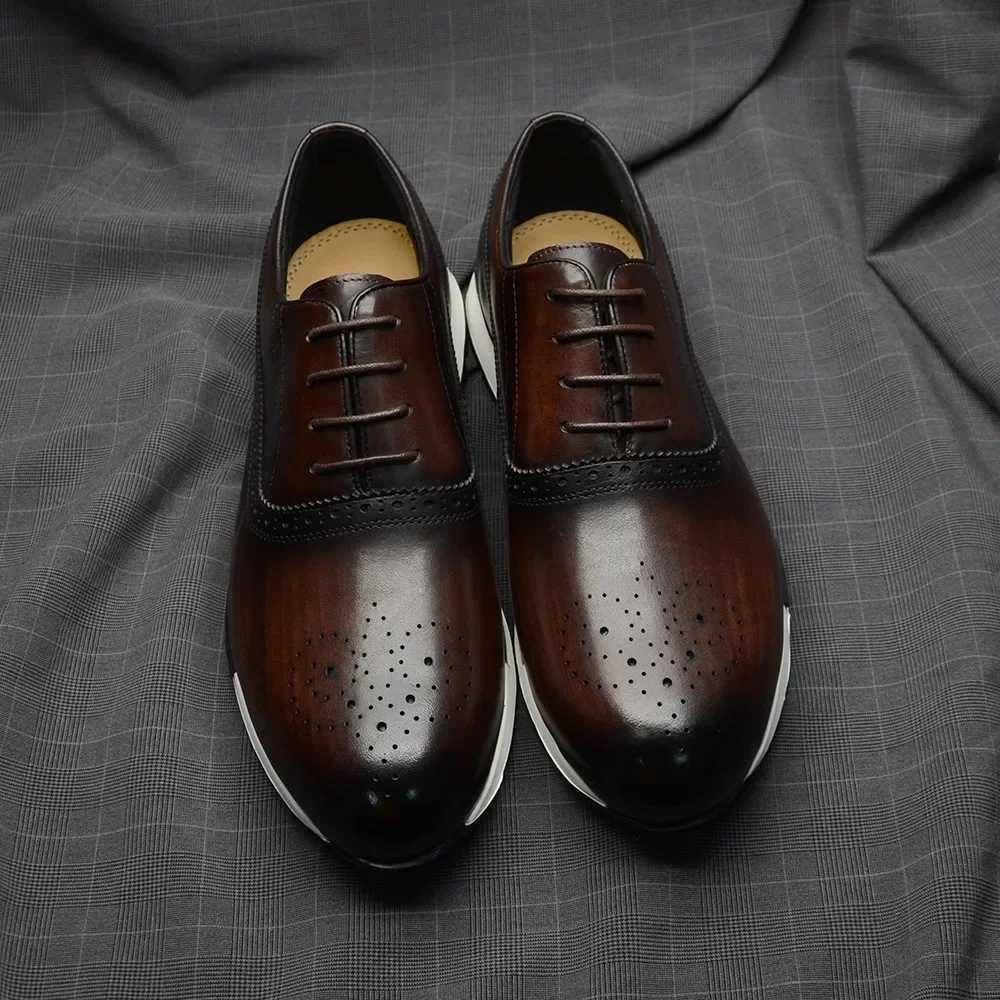 10 Colors Handmade Genuine Leather Oxford Sneaker Shoes for Men Lace Up Brogues Business Office Fashion Brand Casual Shoes Men W250716