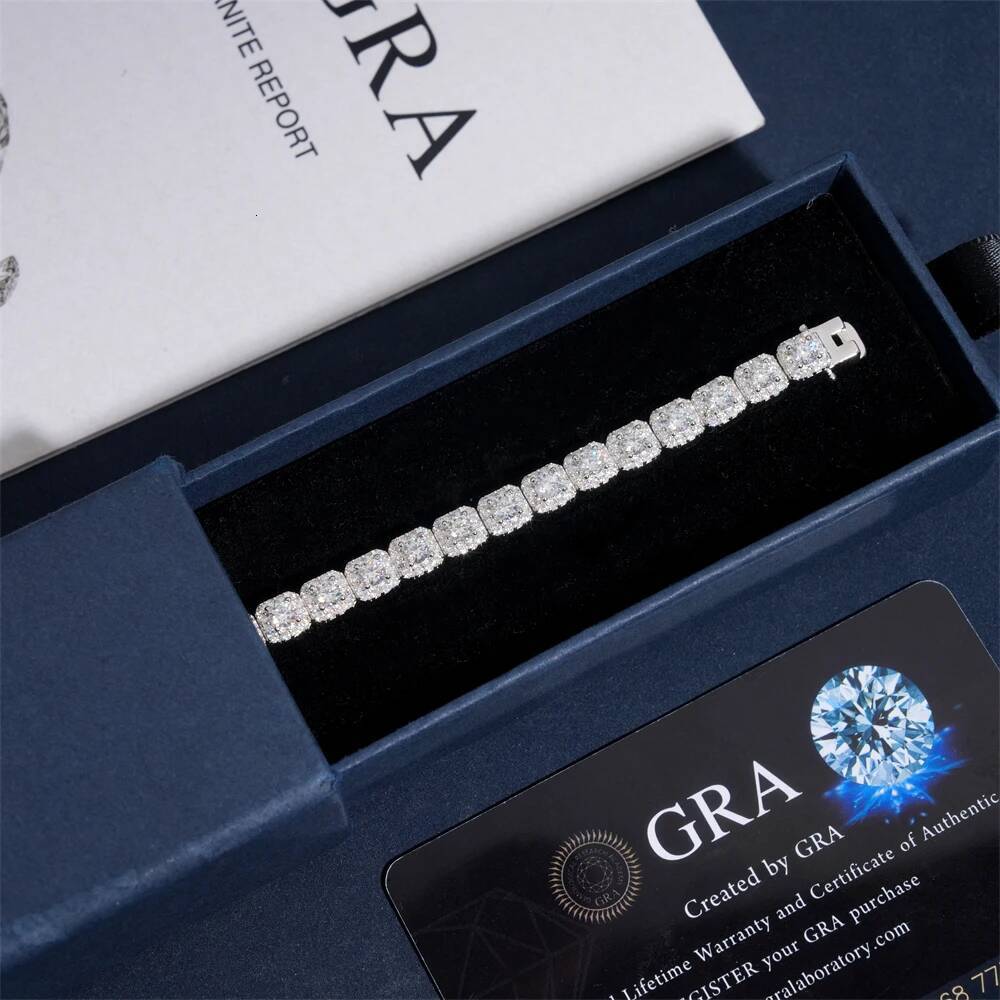 S925 Silver 6mm VVS Moissanite Tennis Chain Bracelet Hip Hop Jewelry With Certificate Fashion Gift