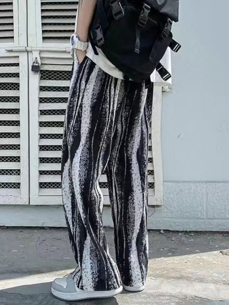 Streetwear Tie-Dye Ice Silk Summer Baggy Wide Leg Oversize Pants Men Japenese Harajuku Straight Long Trousers Korean 250715