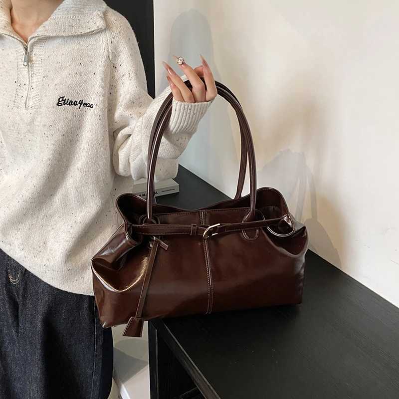 2025 New Ladys Handbag Vintage Brown Shoulder Bag with Short Handle Women PU Leather Bag Large Capacity Luxury Brand Tote Bags