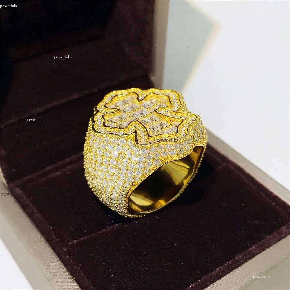 Zhenxuan s Sier Inlaid VVS Moissanite Hip Hop Cross Ring Fashion Trend Essential Ins Jewelry