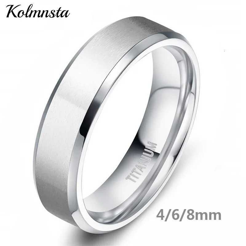 Kolmnsta 8/6/4mm Silver Color Mens Titanium Ring Brushed Man Wedding Band Engagement Rings Male Jewelry Couple anel feminino S250716