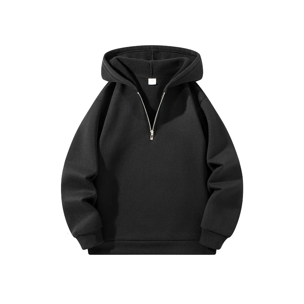 Mens Half Zipper Hooded Hoodies Solid Color Long Sleeve Sweatshirts Autumn Loose Sport Warm Sweats Fashion Casual Pullover 250716