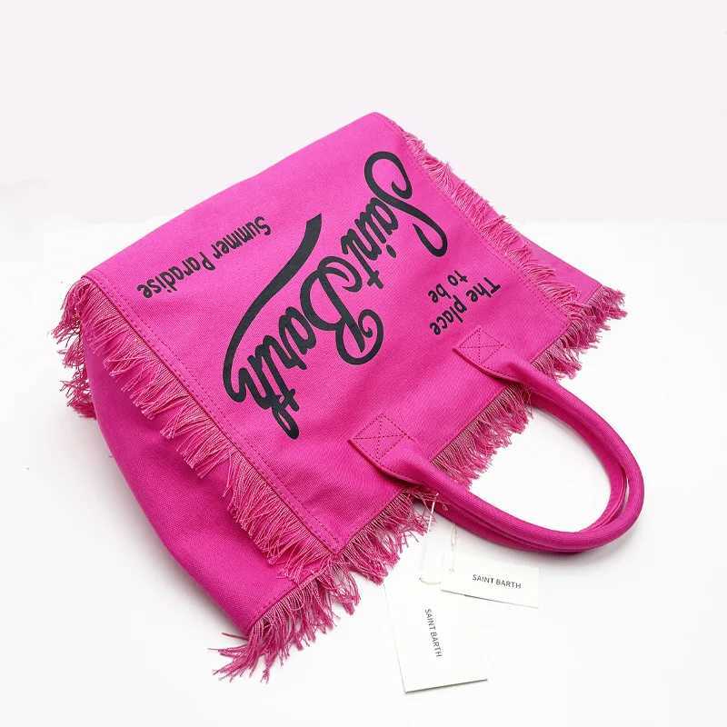 Saint Barth European and American new tassel embroidery white large capacity black beach tote bag handbag