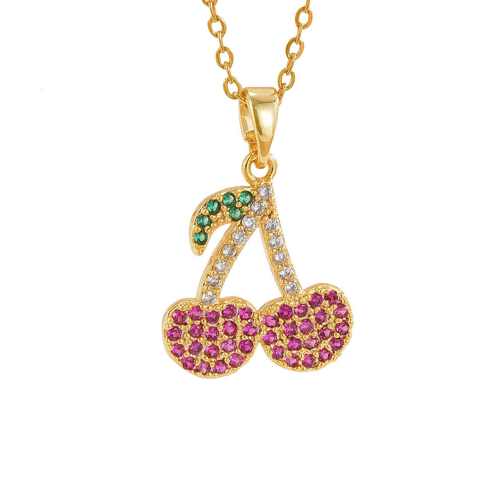 New Trendy Fashion Internet Celebrity Titanium Steel Necklace For Women Christmas Personality Cherry Collarbone Chain Niche Light Elegant Pendant 121