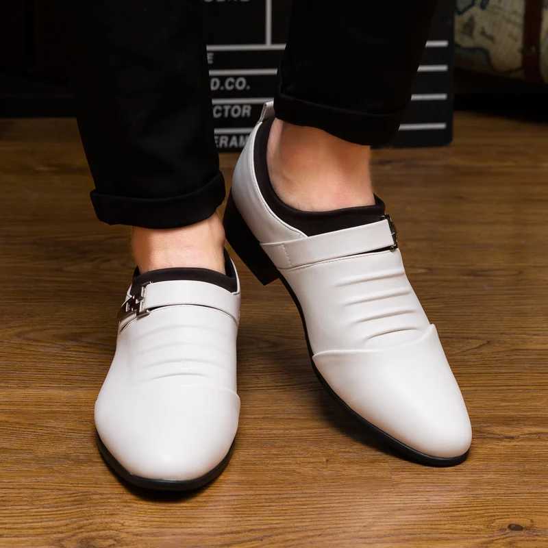 Classic White Pointed Toe Shoes for Men Elegant Leather Mens Dress Shoes Large Size 48 Business Casual Shoes Men Mens Shoes Y250715