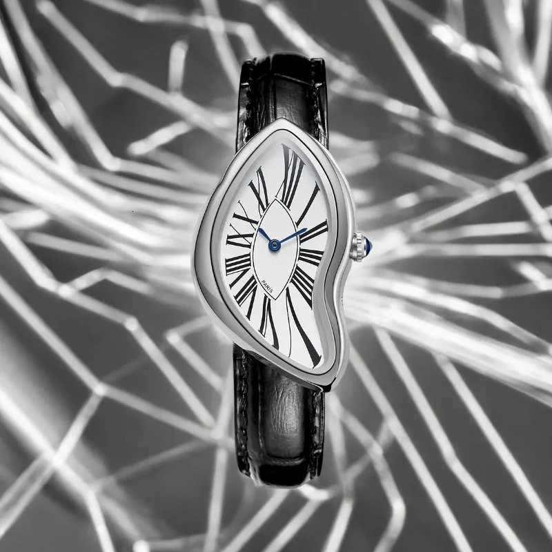 Medieval En Es Collse Melting And Twist Y2K Mens Retro Leather Str Fashion Advanced Ins Niche Design Quartz Y250715