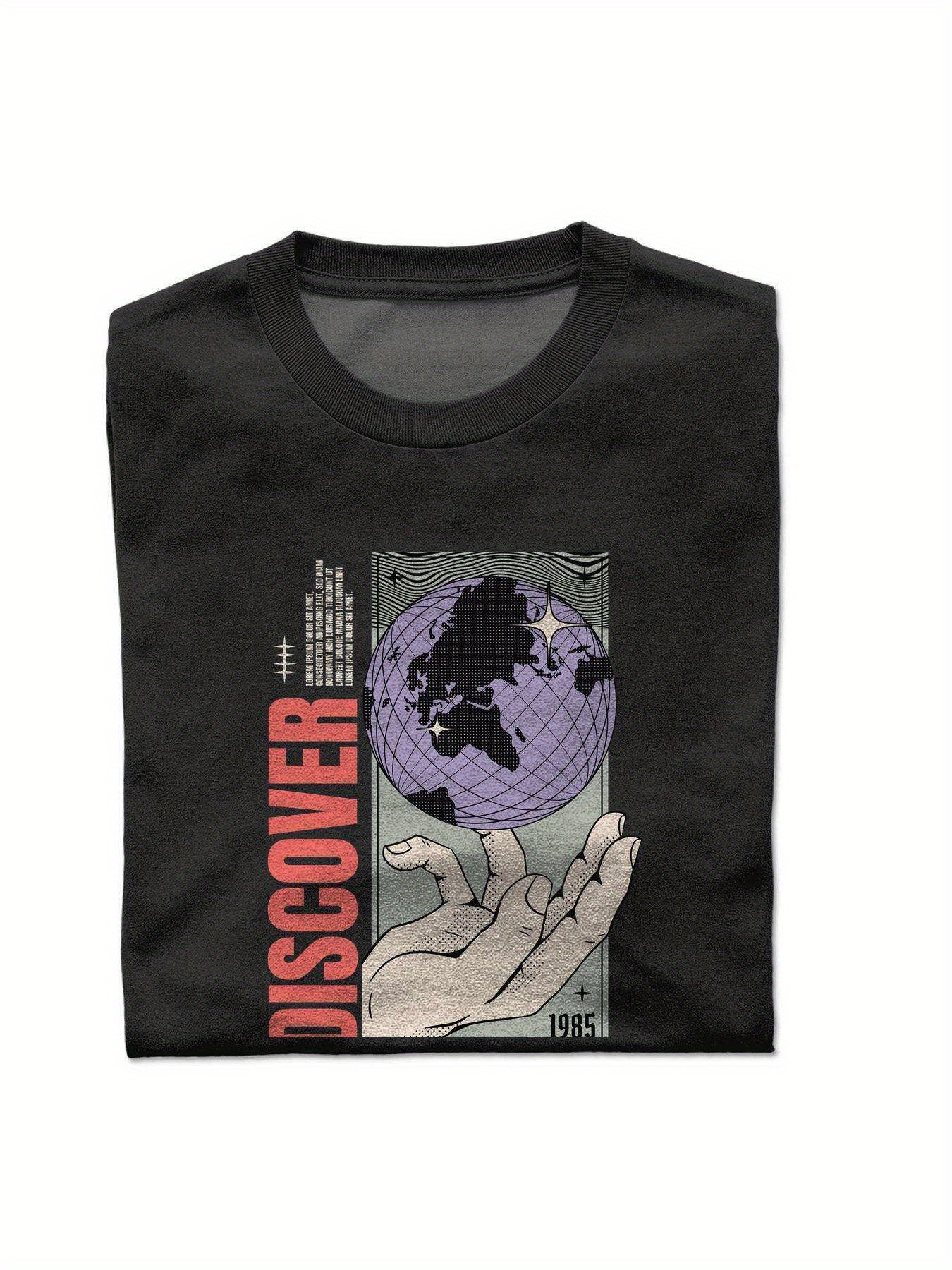 VogueEpoch Adult 180g T Shirts Cotton text S-3XL Men space Round collar White black Short sleeve Wed aa