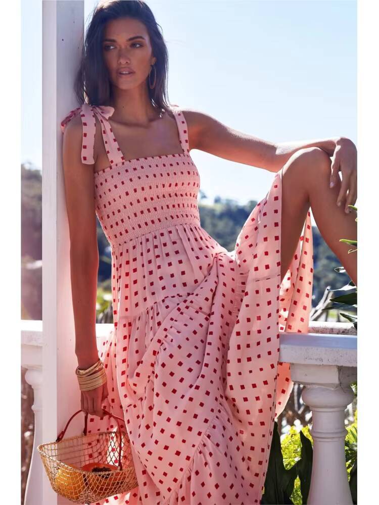 2024 Summer Womens New Fashionable Printed Sexy Sleeveless Hot Girl Strap Long Casual Comfortable Dress For Women dongdumaoyi