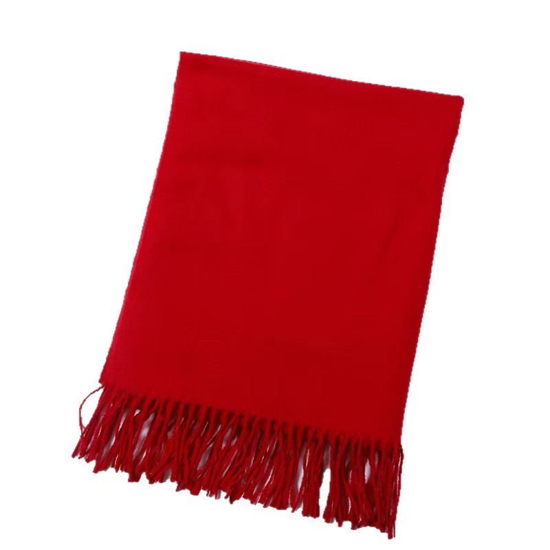 K1374 New autumn and winter solid color scarf for women thick warm tassel shawl long imitation cashmere fashion high value neck scarf