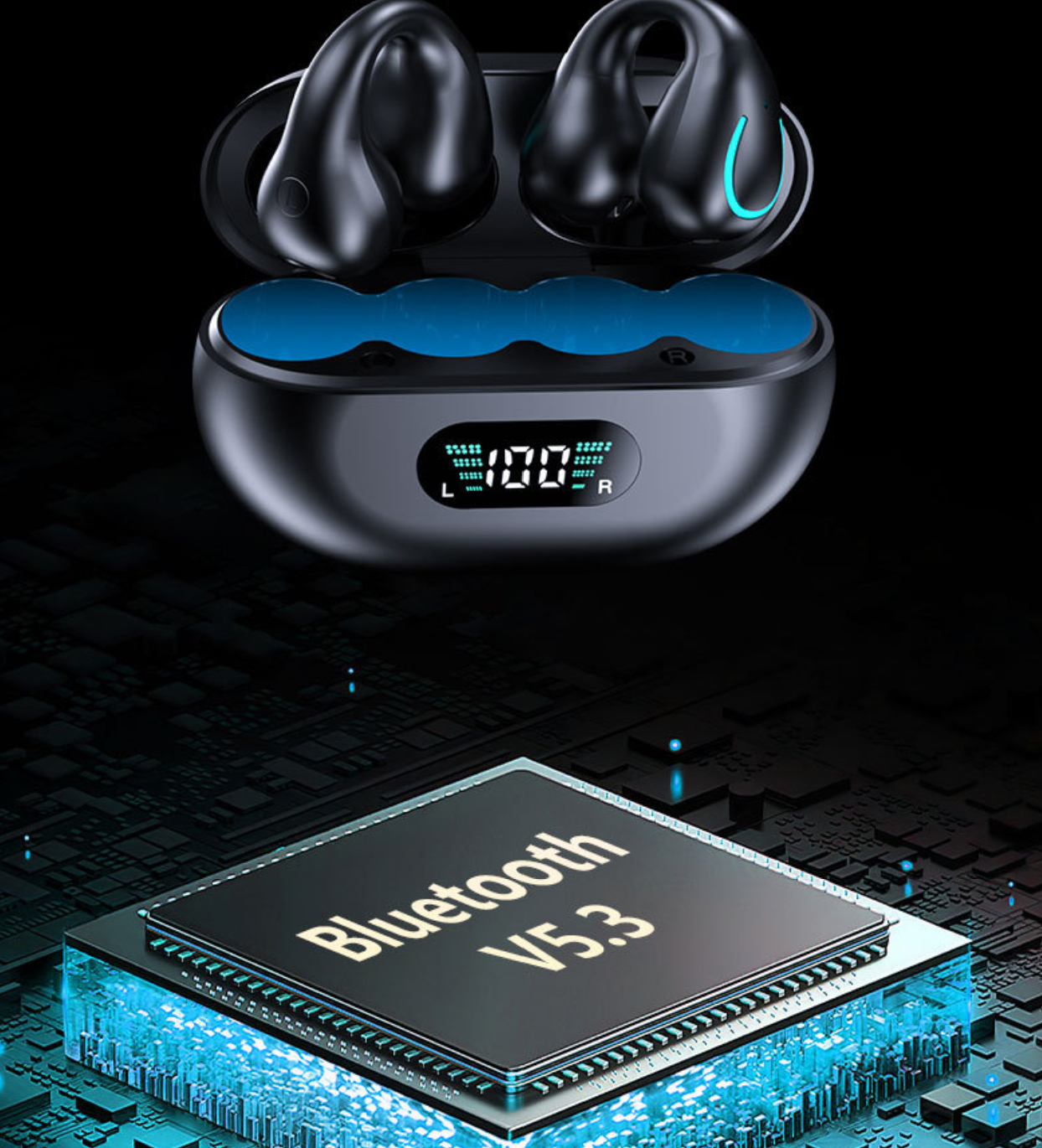 Wireless bone conduction Bluetooth earphones with noise cancellation, designed for sports, private mold, popular OEM customization, clip-on style