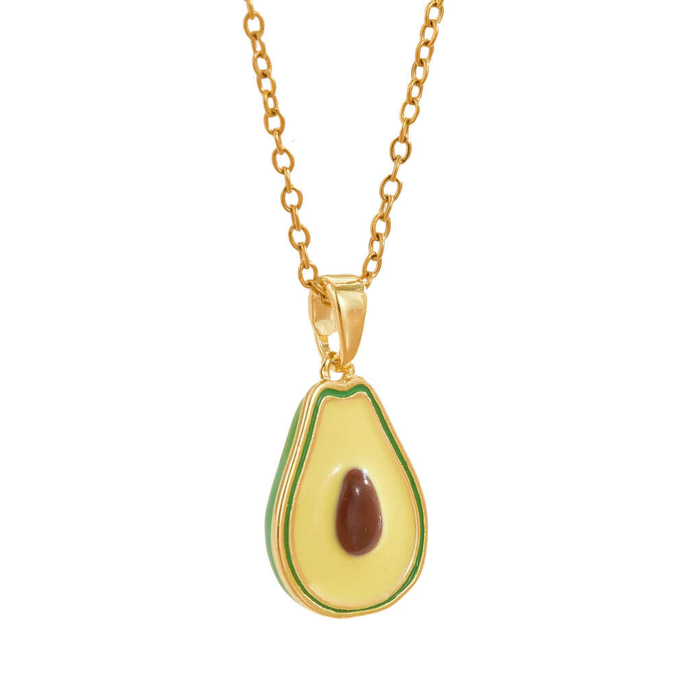 2025 Hot Selling Simple Fresh Style Oil Drop Avocado Pendant Necklace Cute Sweet Jewelry 1D8