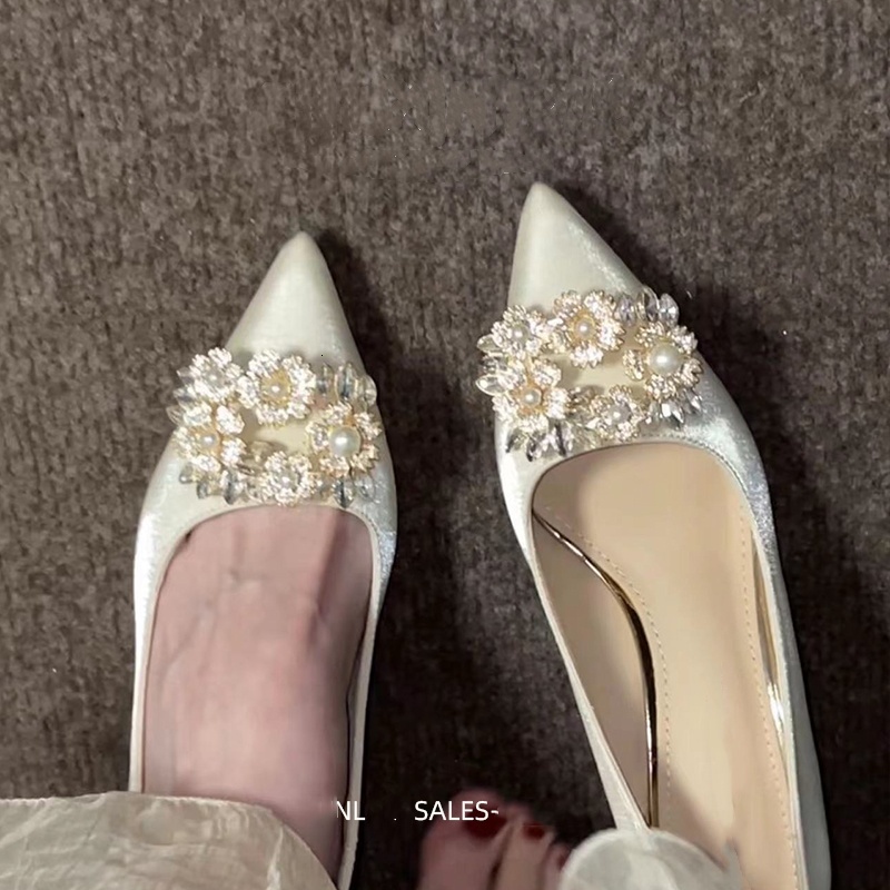 High Heels Women French Style Crystal Stunning Elegant 2025 New Spring Summer Stiletto Main Wedding Dress Single Shoes ddmysaturn
