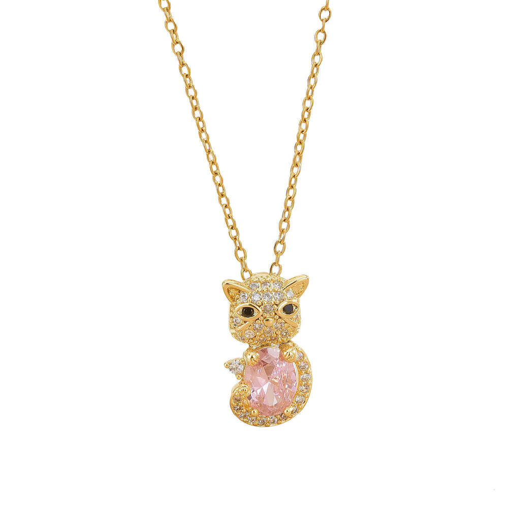 For Women Style Micro Inlaid Cat Personality Korean And Japanese Niche Design New Fashion Jewelry Necklace 5A5