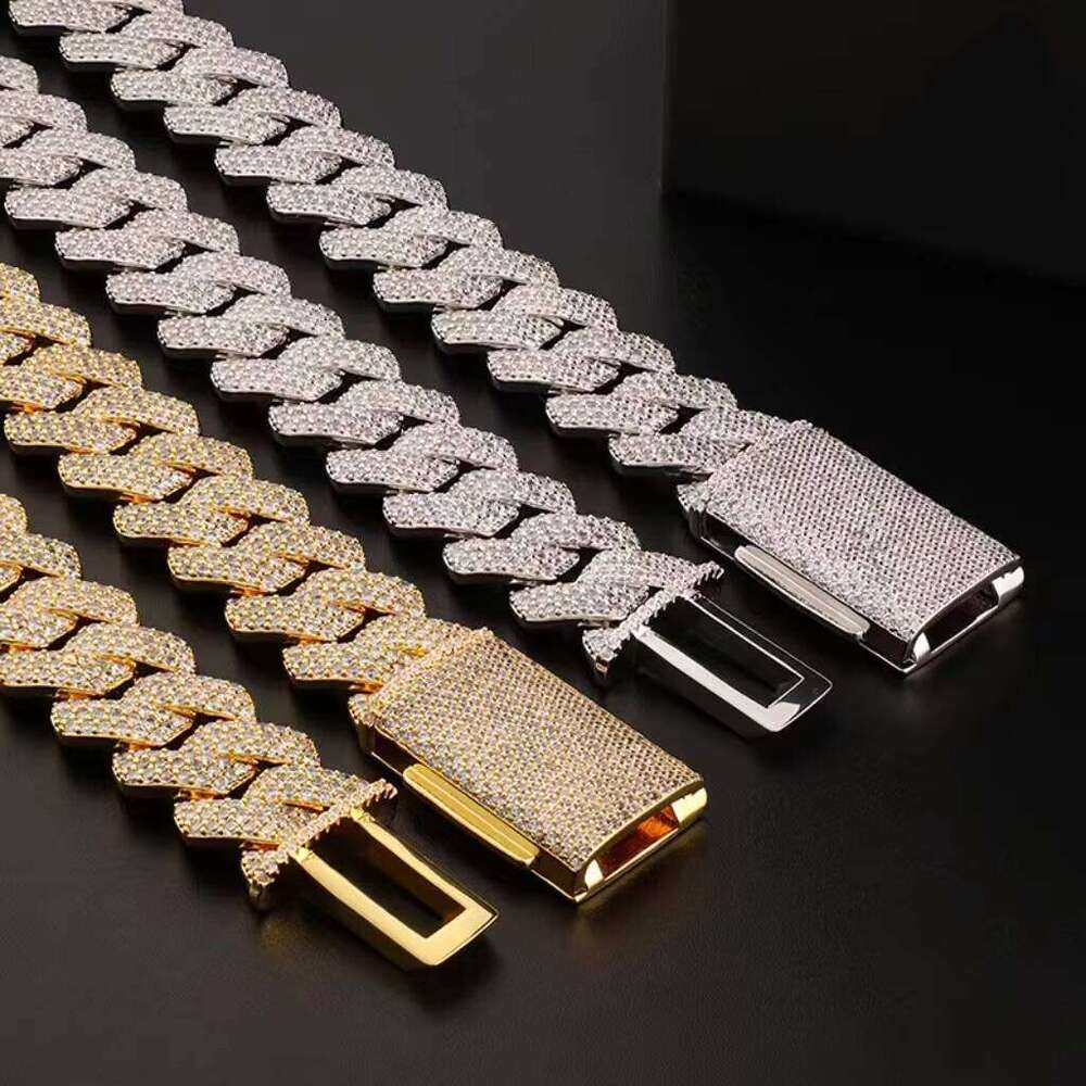 Hip hop jewelry bracelet necklaceDesigner necklace15mm 18mm 20mm Heavy Hip Hop Iced Out Jewelry Silicon Stone Cuban Chain