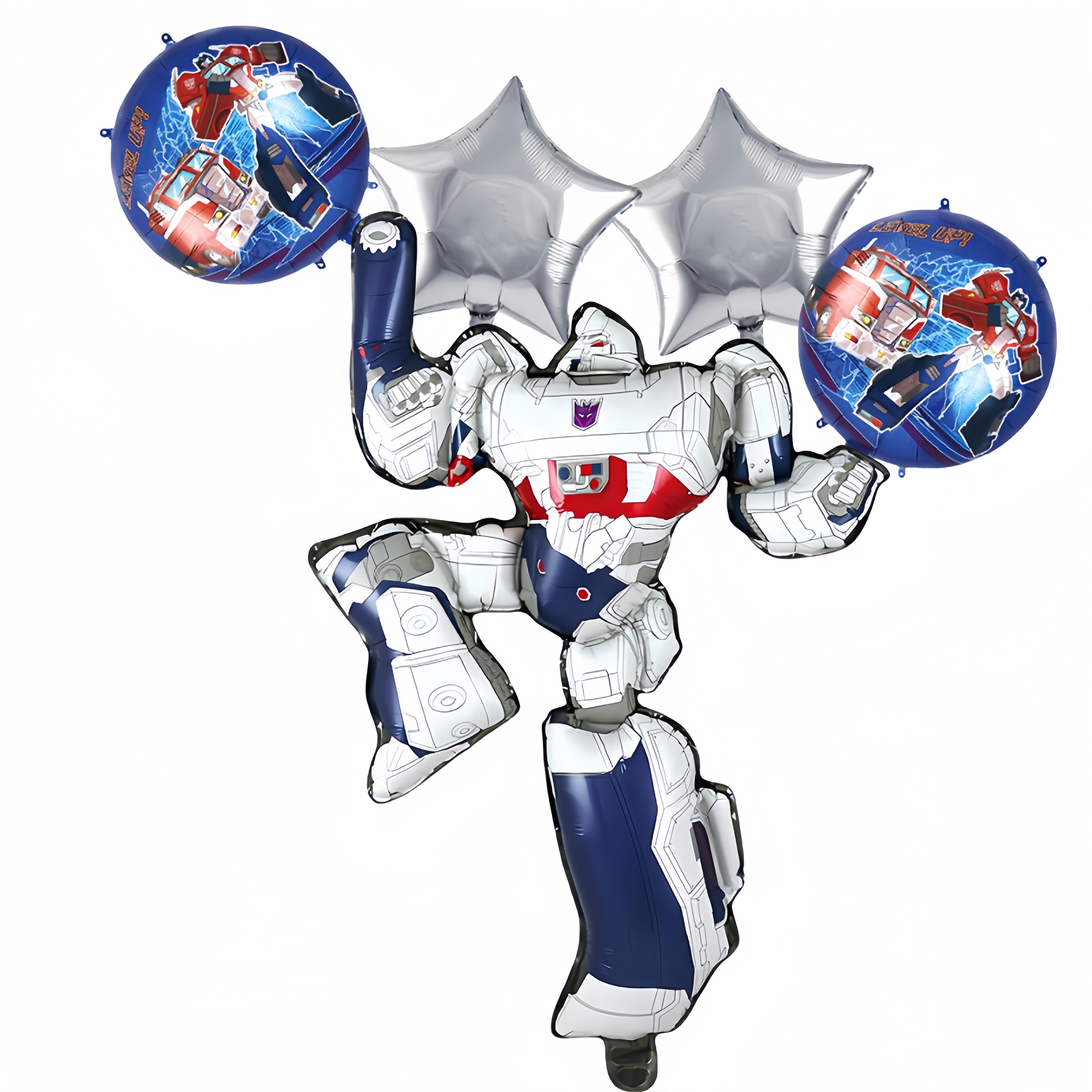5 pieces of Transformers decorative balloons, cartoon aluminum film balloons, party supplies, atmosphere and background decoration