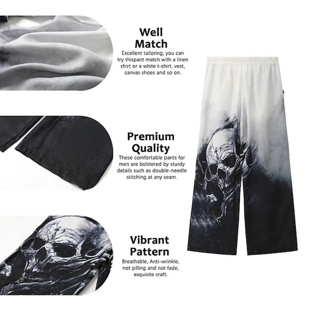 Mens Trousers Summer Pants Beach Pants Drawstring Elastic Waist 3D Print Skull Graphic Prints Casual Daily Holiday Streetwear y250716
